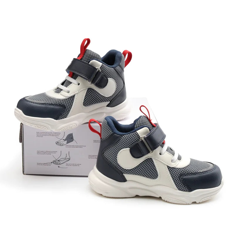 PRINCE PARD Baskets montantes pour enfants, chaussures orthopédiques décontractées, chaussures de sport pour l'école et le tennis, printemps automne, pour pieds plats