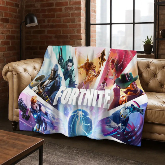 Koc flanelowy 3D F-Fortnite Game Cartoon, miękki i ciepły pled na łóżko, do sypialni, pokoju, salonu, podróży i na kemping, prezent dla dzieci