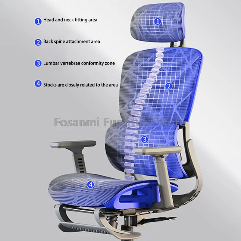 Sedia da ufficio per computer in mesh traspirante con braccioli e supporto lombare, sedia da scrivania ergonomica regolabile, sedia da gaming per la casa con poggiatesta