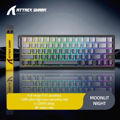 Teclado gaming magnético ATTACK SHARK X68HE X68PRO HE y FREEWOLF F68 con cable F68Pro inalámbrico para gaming profesional, activación rápida de 0.01mm
