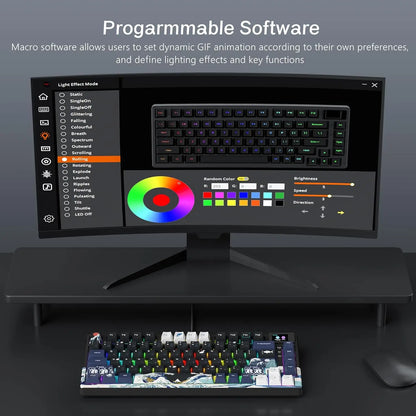 Tastiera gamer Womier S-K80 con display OLED a colori, tastiera meccanica gaming hot-swap con struttura gasket mount, RGB personalizzabile