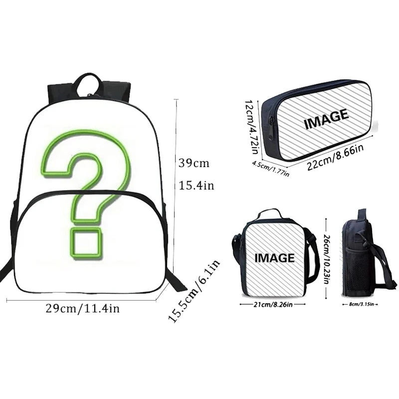 Zaino da scuola per bambini Hot Game con borsa pranzo e astuccio, grande capacità, design F-FortniteS, per ragazzi e ragazze, regalo ideale
