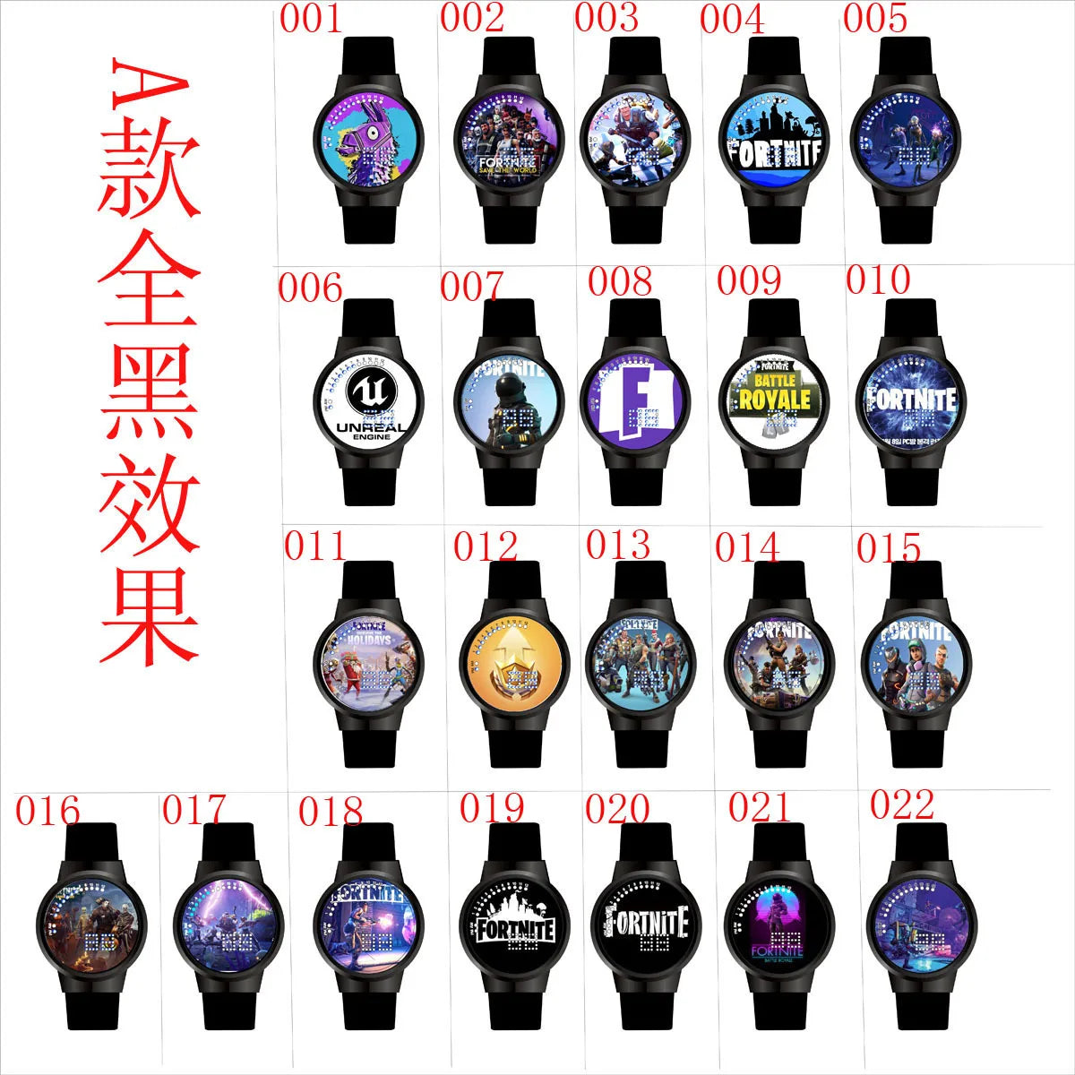 Reloj Fortnite de moda cute, cartoon y kawaii personalizado con luz nocturna LED táctil, reloj electrónico para estudiantes, regalo para amigos