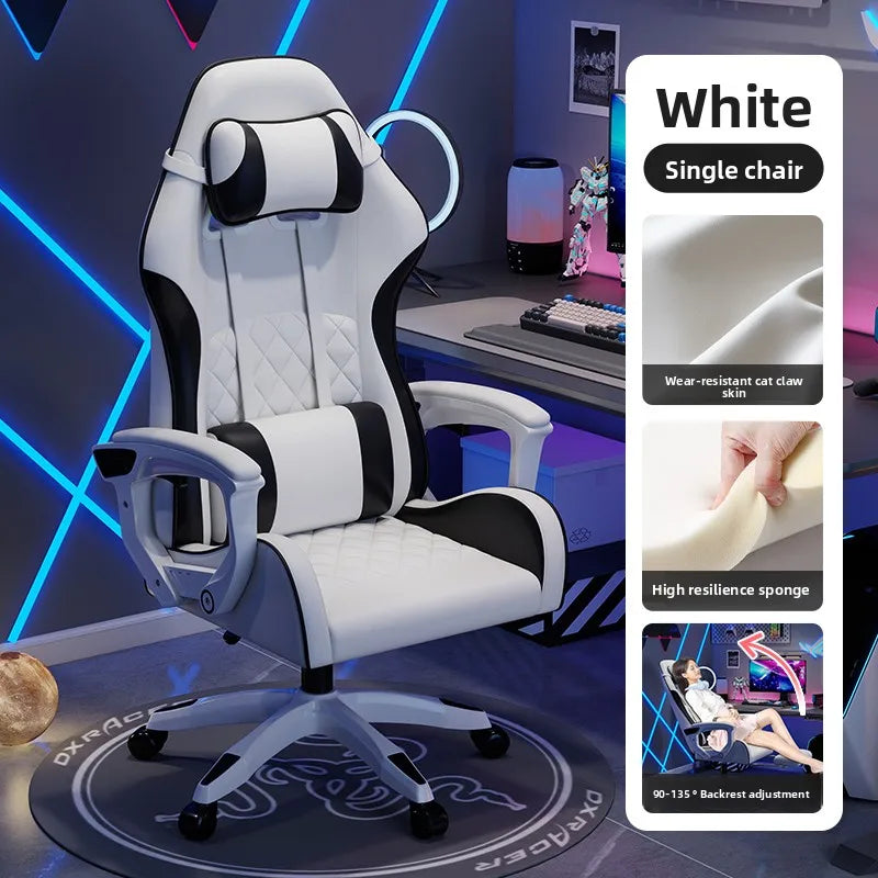 Silla gaming masculina para e-sports, cómoda para estar sentado durante períodos prolongados; silla de ordenador reclinable para momentos de ocio, con respaldo