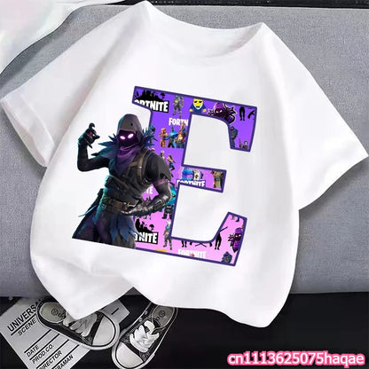 New Fortnites Kids T-shirts Cartoon Letter Graphic T-shirts Boys Girls Summer Casual Sports Short Sleeves Tops Children Clothing