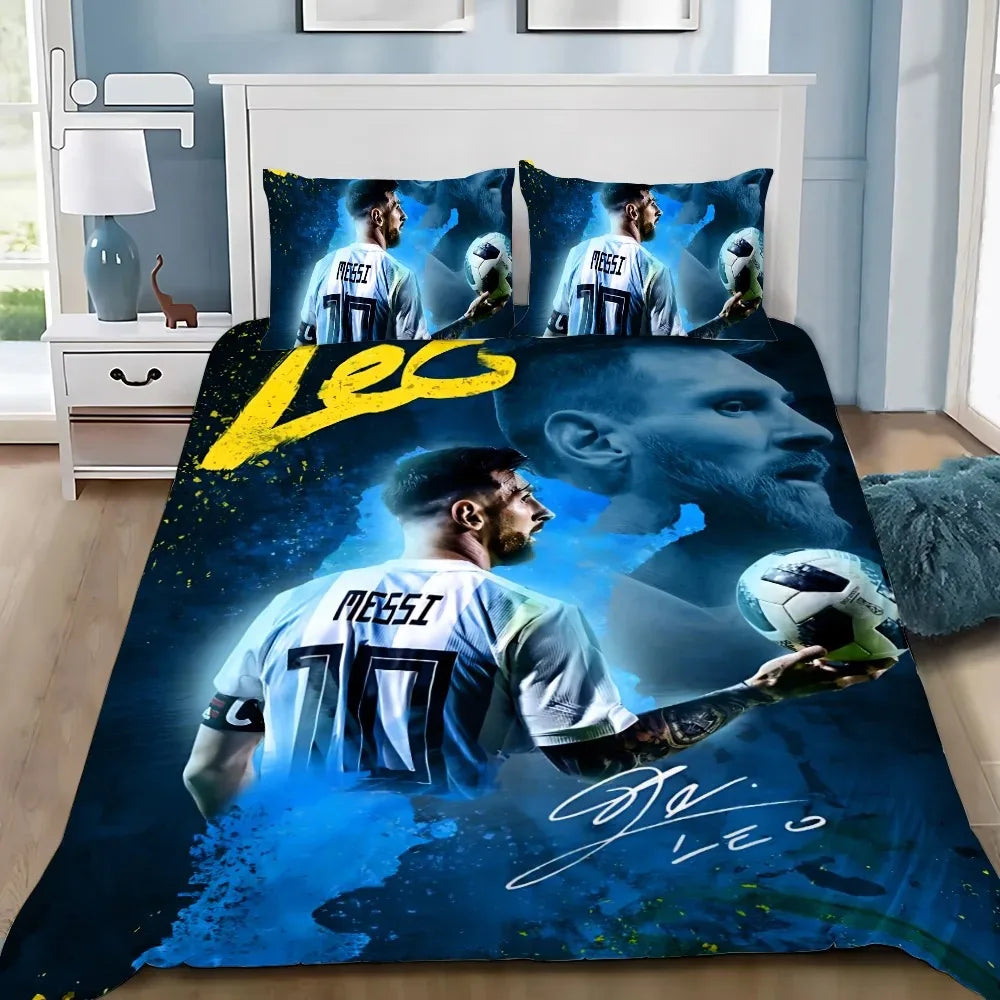 Set copripiumino con federa Football Star M-messis, biancheria da letto per adulti, ragazzi e ragazze, decorazione per camera da letto, bambini, letto singolo, matrimoniale, grande dimensione