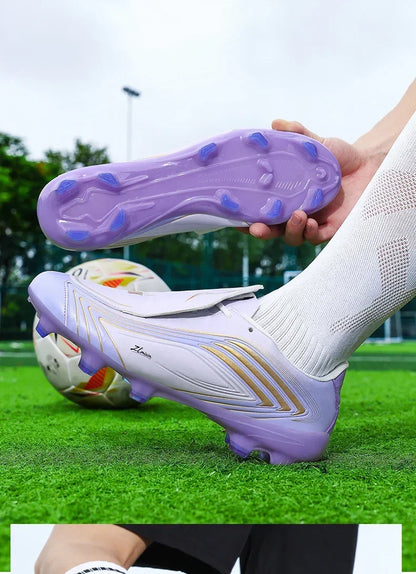Chaussures de football à crampons longs FG pour hommes, modèle bas, antidérapantes, ultra-légères, pour entraînement et matchs sur gazon naturel en extérieur