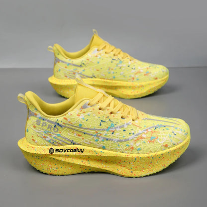 Zapatillas de running para hombre y mujer con placa de carbono, amortiguación para maratón, deportivas, transpirables, ligeras, cómodas y antideslizantes