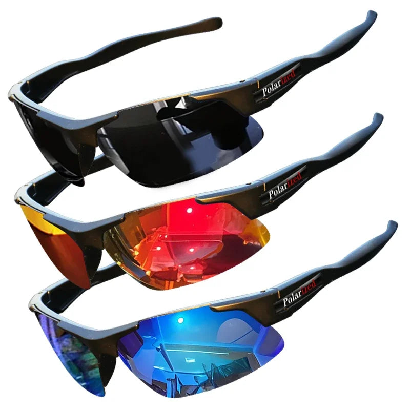 Gafas deportivas polarizadas semirremadas para hombre: montura mate resistente y lentes con revestimiento HD para golf, pesca, viajes y uso diario