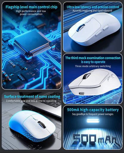 Mouse da gaming Bluetooth ricaricabile PAW3395, leggero, ergonomico e wireless per eSport