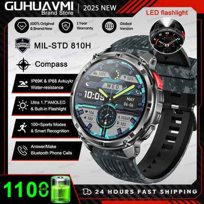 New Original 1100mAh Battery Men Smart Watch Outdoor GPS 10ATM Waterproof Bluetooth Call Sport Smartwatch For Android IOS Phones