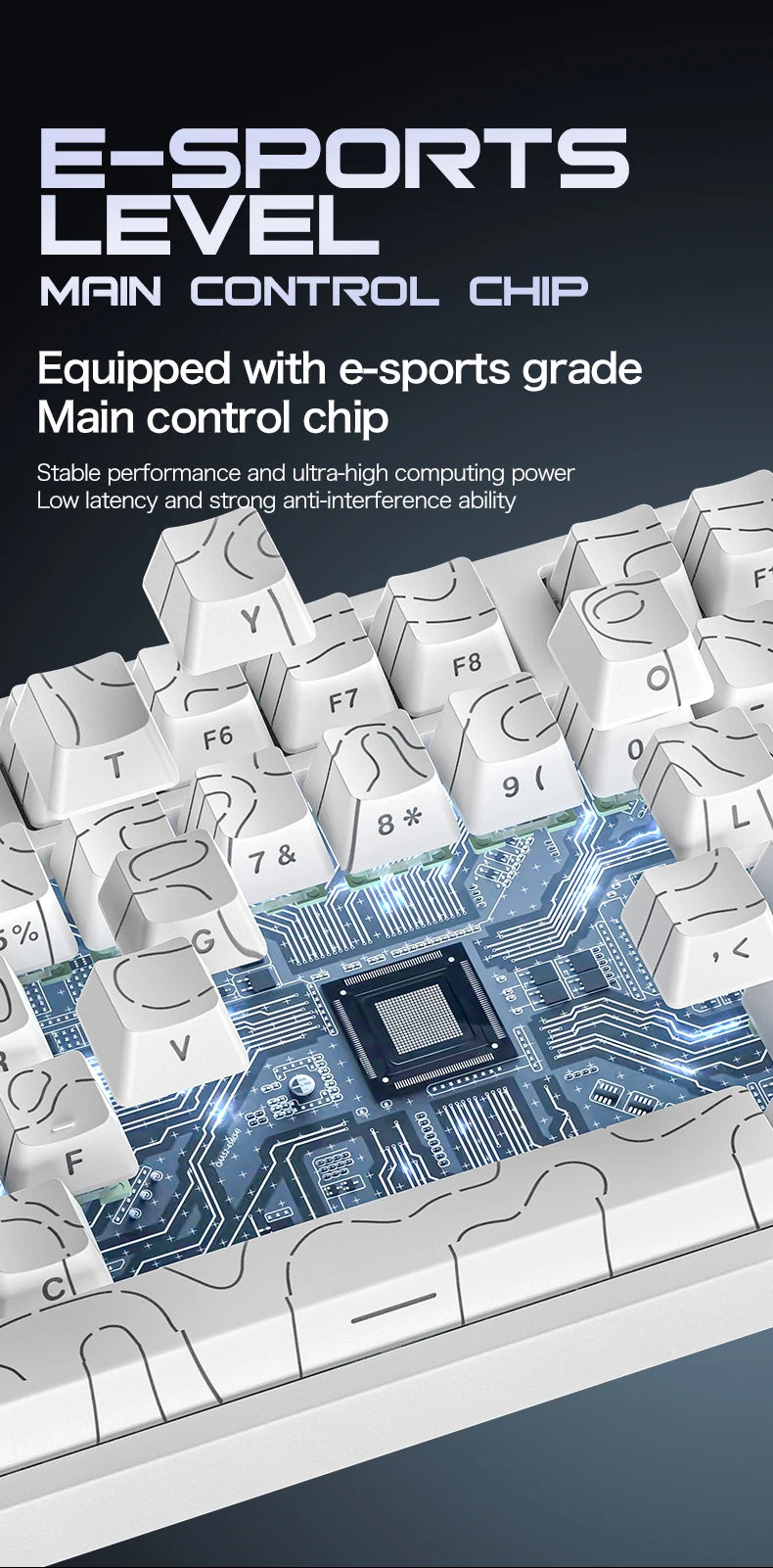 Teclado gaming magnético con cable ATTACK SHARK R82 HE 75% RGB 8000Hz Rapid Trigger, activación de 0.005mm