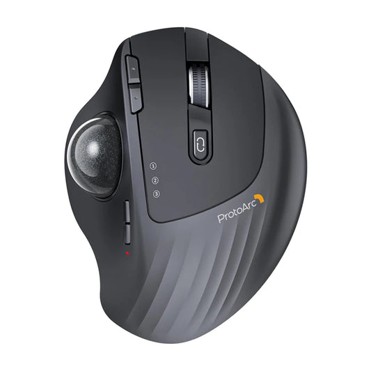 ProtoArc EM01 NL Wireless Trackball Mouse, Ergonomic Bluetooth Thumb Trackball Mouse, Rechargeable Multi-Device Wireless Mouse for Laptop, PC & Mac