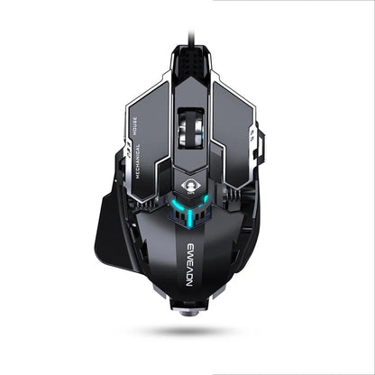 Mouse gaming meccanico in metallo cablato ergonomico con retroilluminazione RGB, mouse da gioco ottico USB 12800 DPI per PC desktop