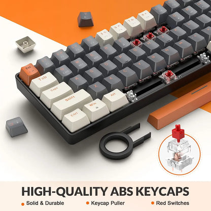RK68 60% kabellose mechanische Tastatur, Bluetooth 5.0/2.4GHz mit Dual-Mode-2-in-1-Empfänger, 68-Tasten-Hot-Swap-Gaming-Tastatur
