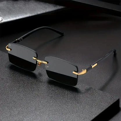 Rimless Sunglasses Rectangle Fashion Popular Women Men Shades Small Square Sun Glasses For Female male Traveling Oculos