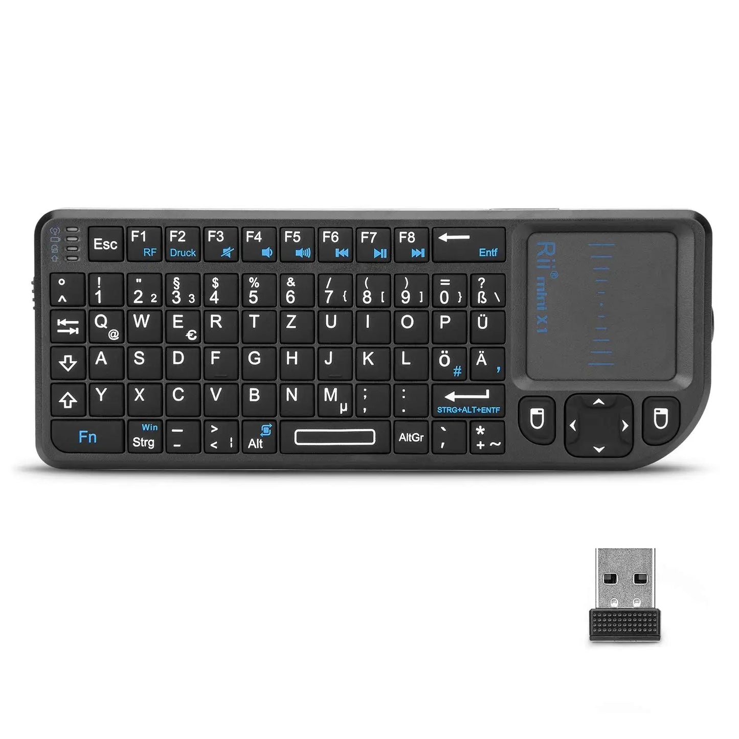 Tastiera wireless mini originale Rii X1 2.4GHz English/RU/ES/FR con TouchPad per Android TV Box/PC/Laptop