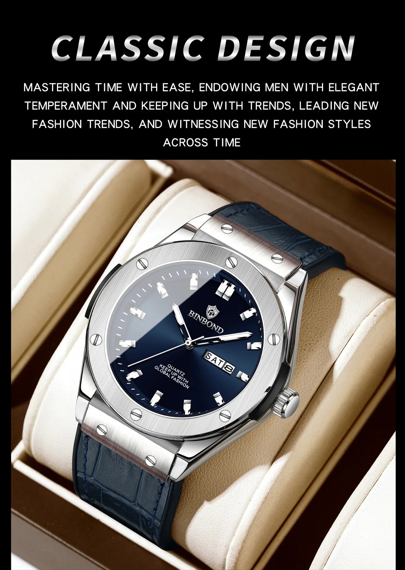 Man New Casual Business Leather Clock Men Luxury Watch Automatic Watches Mens Top Fashion Quartz Wristwatches Relojes De Hombre
