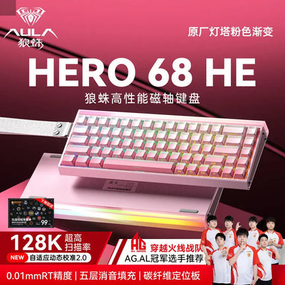 AULA HERO68 HE Tastiera con switch magnetici, Rapid Trigger, polling rate 8K, tastiera da gaming eSports RGB cablata meccanica