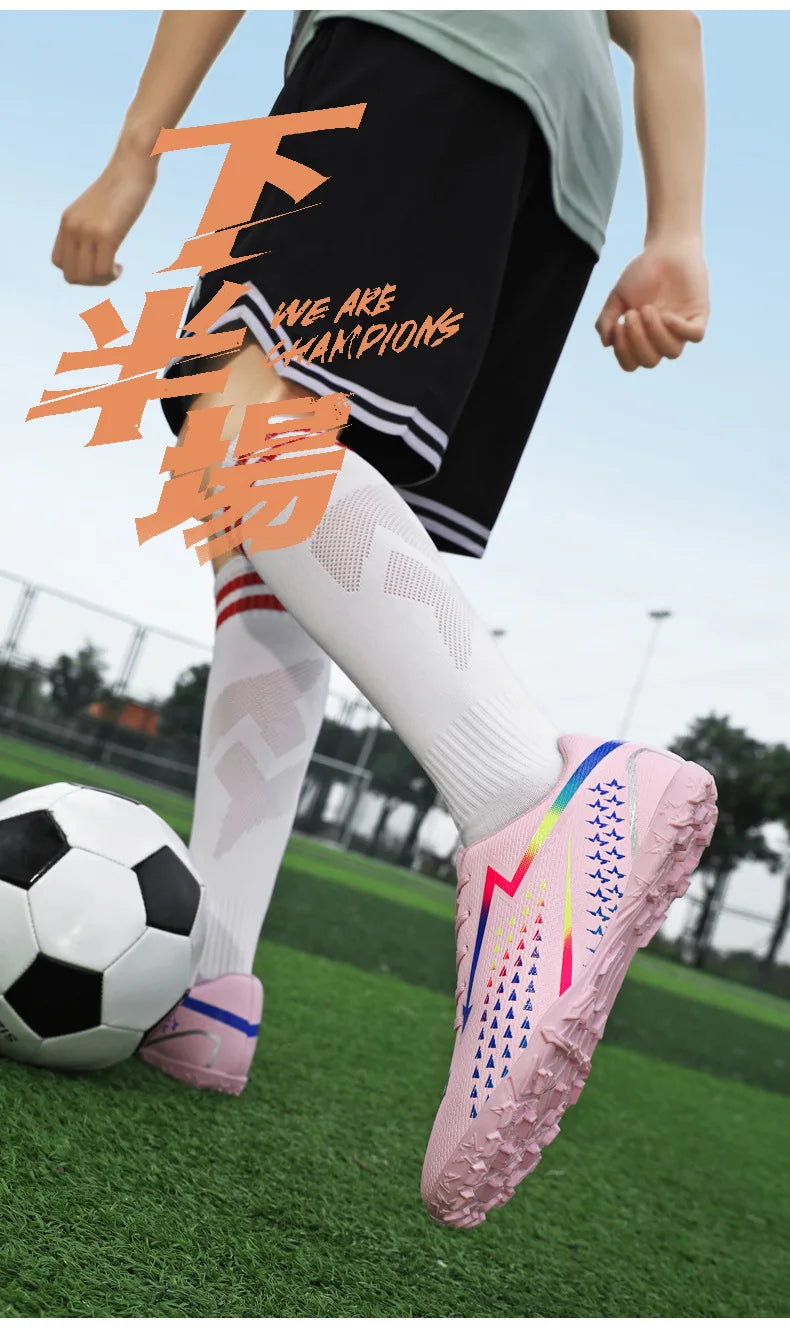High Quality Mens Soccer Shoes Society Ultralight Turf Soccer Cleats Sneakers Training Football Boots Chuteira Campo 35-45