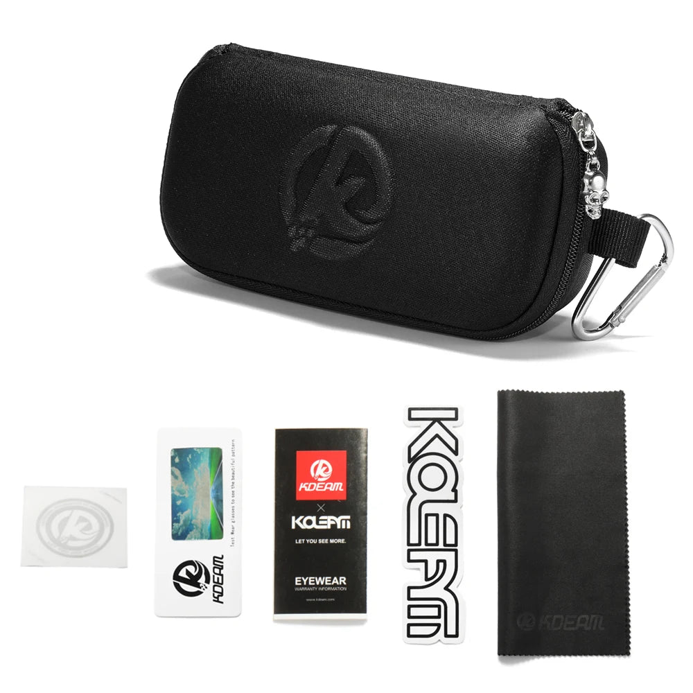 KDEAM Polarized Sunglasses Men Sports Tridimensional Brand Logo TR90 Square Sun Glasses All Black With Zipper Case KD0721