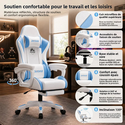 Cadeira de Escritório Gaming Reclinável AOLIVIYA para Computador em Casa, Rotativa, com Elevação, Encosto e Apoio para Pés, para Cybercafé e E-Sports