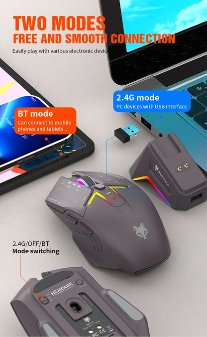 XUNSVFOX H2 wireless Bluetooth dual-mode mouse RGB lighting effect laptop gaming office magnetic charging