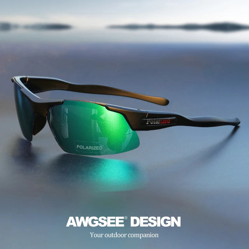Gafas deportivas polarizadas semirremadas para hombre: montura mate resistente y lentes con revestimiento HD para golf, pesca, viajes y uso diario