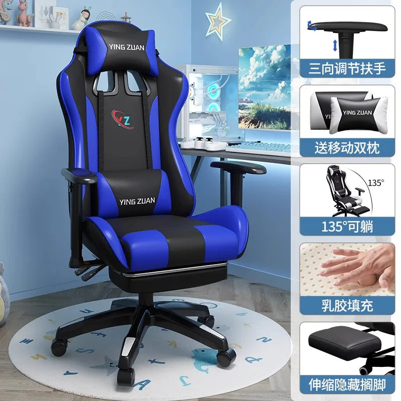 Silla gaming Silla de ordenador Asiento reclinable cómodo Juego LIVE Residencia estudiantil hogar Ergonomía para sedentarismo