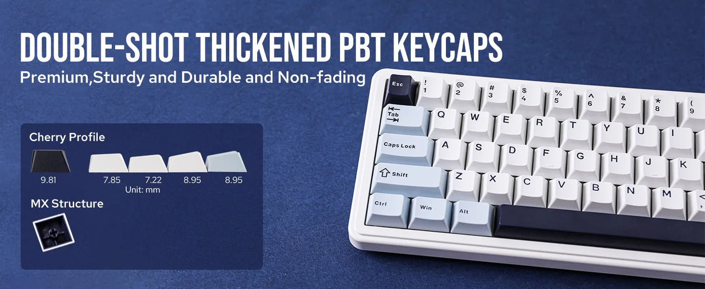 Teclado mecánico EPOMAKER x AULA F65 con distribución 65%, hot-swap, montaje gasket y conexión con cable/Bluetooth/inalámbrica 2.4G para Mac/Win