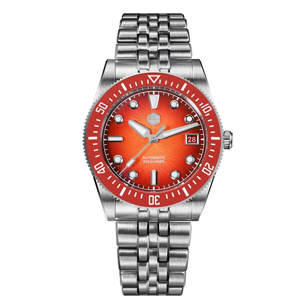 San Martin 37.5mm 40mm Enamel Spiral Vortex Dial Men Luxury Diver Watch Miyota 9015 Automatic Mechanical Waterproof 200m SN0148