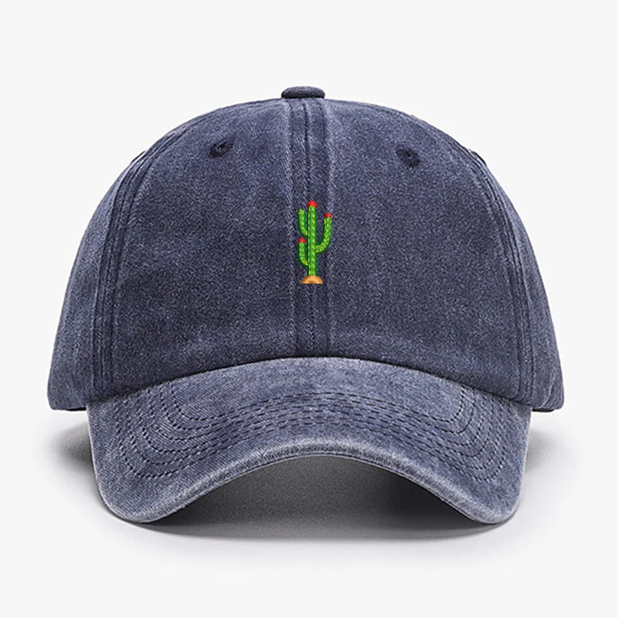 Casquette de baseball vintage souple avec broderie « Mini Cactus » pour homme et femme, effet délavé, pour le sport, la pêche, papa, visière, été, automne, casquette à visière