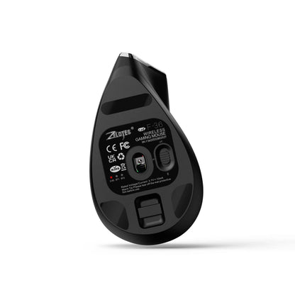 ZELOTES F36 Vertical Wireless Mouse Bluetooth Ergonomic Mice Rechargeable Programmable Gaming Mouse 2.4G 2400DPI for Laptop PC