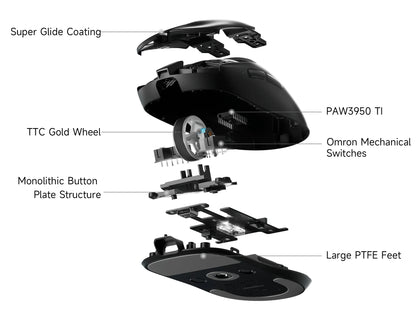 MCHOSE A7 V2 Lightweight Wireless Gaming Mouse, PAW3950 Sensor, Dual 8000Hz Polling Rate, 42,000 DPI Esports Gaming Mouse for PC & Office