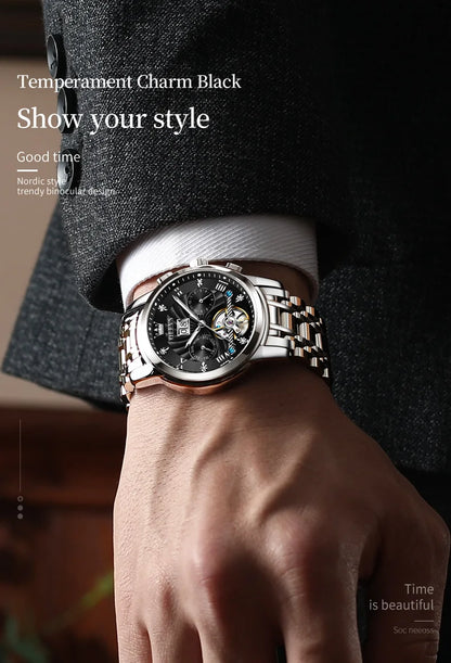 OLEVS 9910 Mens Watch Original Luxury Brand Waterproof Luminous  Automatic Mechanical Watch Dual Calendar Watch Box Reloj