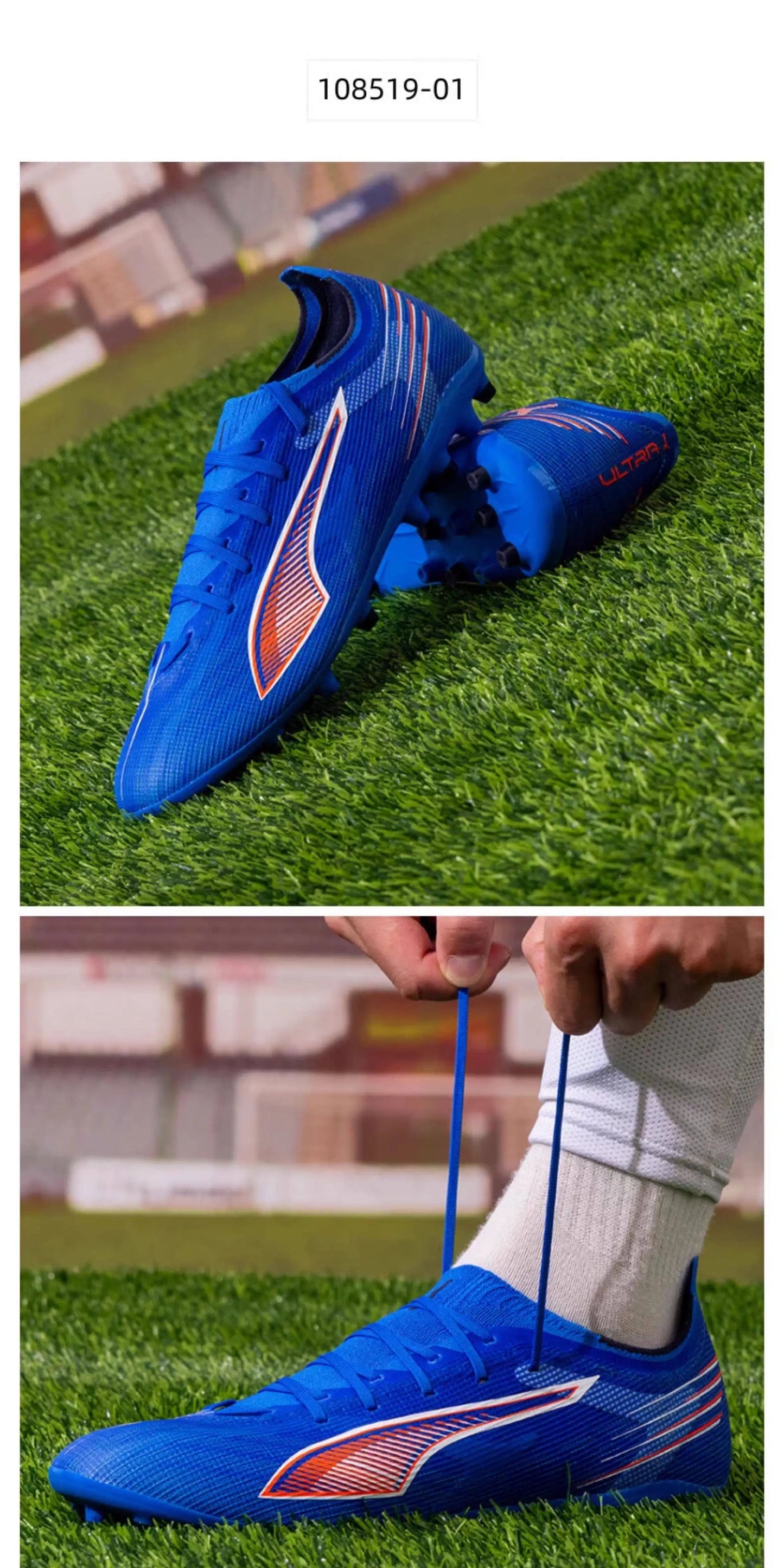 PUMA Mens MG Cleat Soccer Shoes 108519-01 108519-03 Reinforced Heel One Piece Tongue Football Boots