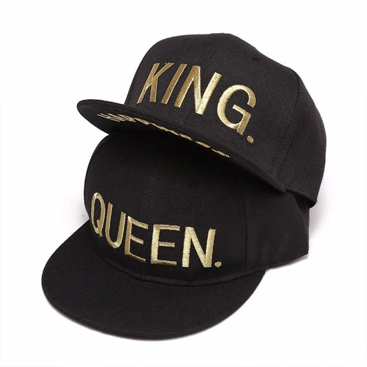 Unisex KING QUEEN Golden Thread Embroidery Hip-hop Hats Spring Autumn Outdoor Adjustable Casual Baseball Caps Sunscreen Hat Cap