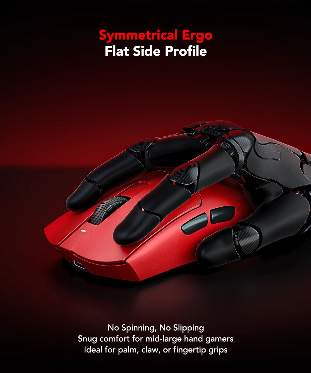 Mouse gaming KYSONA Jupiter Series cablato e wireless 8Khz con sensore PAW3950, Bluetooth, 46g, ricaricabile, driver web per PC e laptop