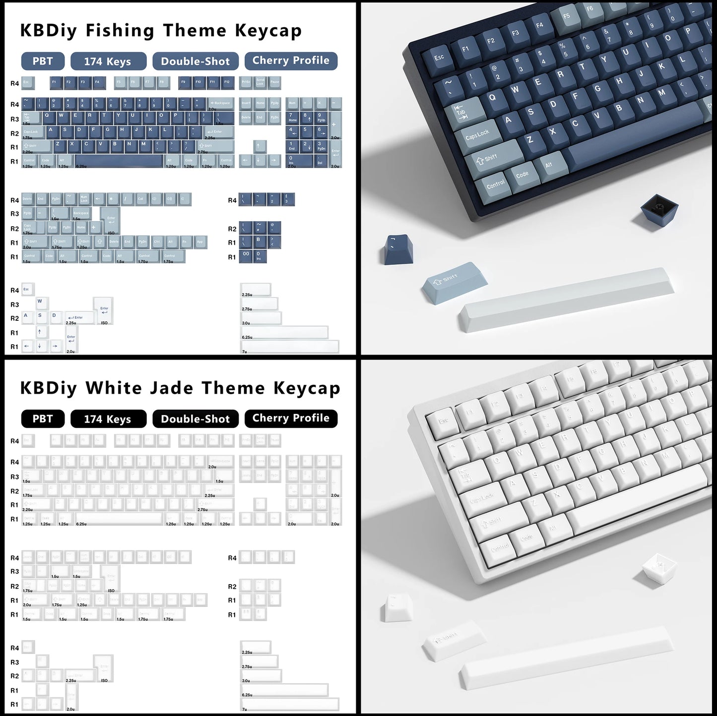 Keycaps KBDiy GMK Illusion perfil Cherry de PBT de doble inyección ISO para kit de teclado mecánico gamer, estilo retro gaming