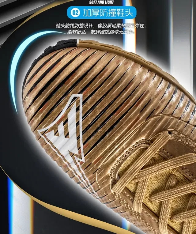 Scarpe da calcio per bambini antiurto sulla punta, chiusura con lacci, tacchetti corti antiscivolo, resistenti all’usura e traspiranti, per partite su erba all’aperto