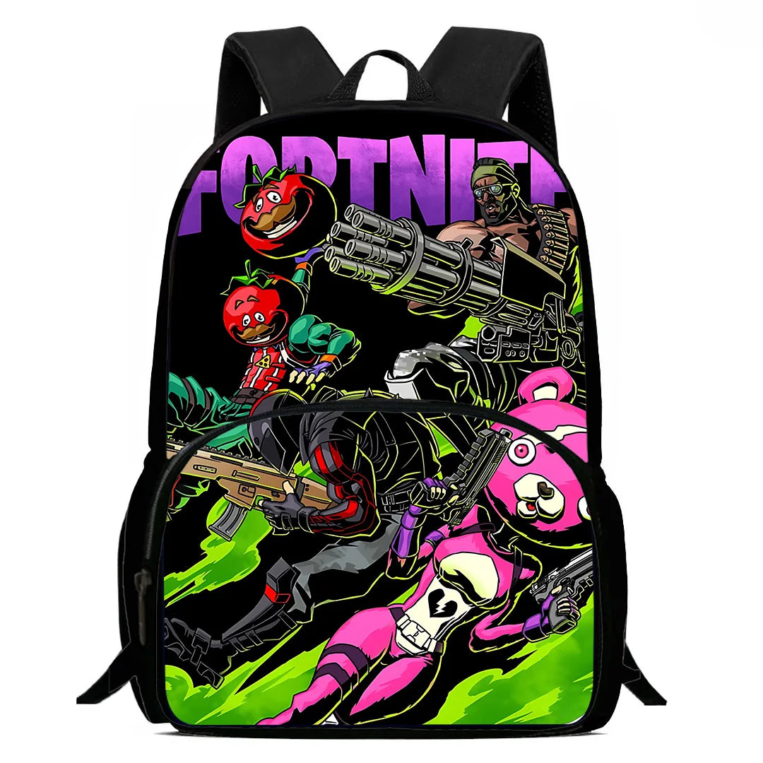 Zaini per bambini con design Hot Game, borsa pranzo e astuccio, borse scuola per alunni ad alta capacità, per bambino e bambina, regalo ideale F-FortniteS