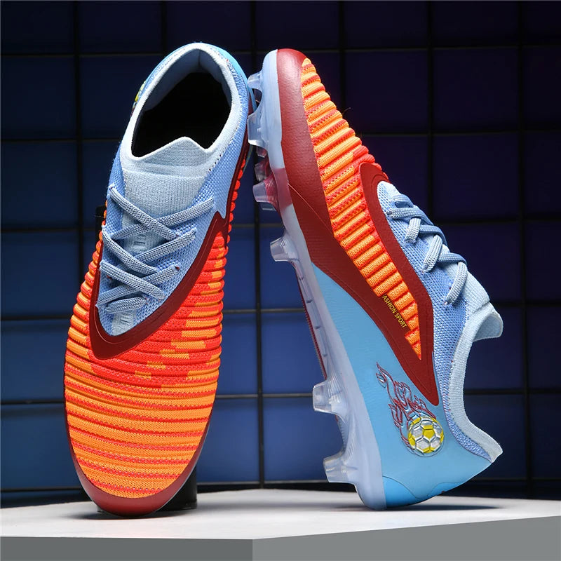 Nuevas zapatillas de fútbol para hombre, botas antideslizantes para adulto, deporte al aire libre para niño, tacos largos de entrenamiento, transpirables y cómodas para partido