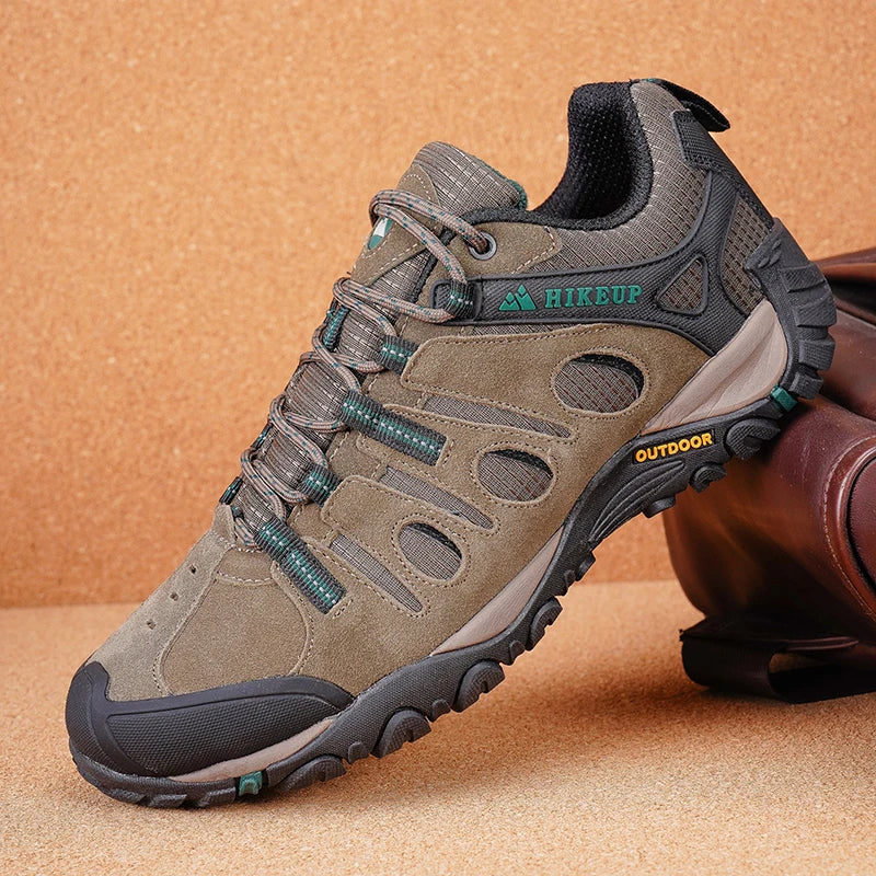 HIKEUP Buty turystyczne męskie Zimowe buty wspinaczkowe i trekkingowe dla mężczyzn Skórzane, oddychające, outdoorowe, antypoślizgowe buty sportowe i robocze dla mężczyzn