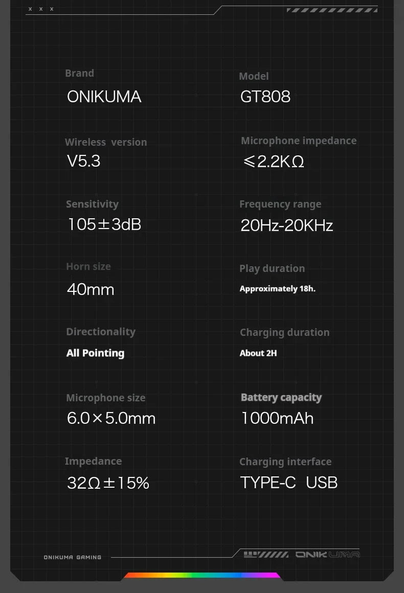 Auriculares gaming inalámbricos ONIKUMA GT808 2.4G/Bluetooth/cableados de 3 modos, circumaurales, con micrófono con cancelación de ruido para PC PS4 PS5