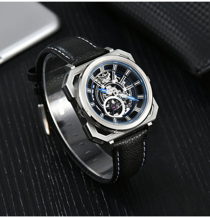 Yelang V1216 miesten kello, luksusbrändin kello, 42mm avoin kellotaulu, Japan MIYOTA 8N40 -automaattikoneisto, 100M vedenpitävä kello, hohtavat osoittimet