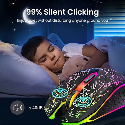 Mouse gaming RGB 2.4G wireless Bluetooth 1600DPI con 6 pulsanti silenziosi, mouse ergonomico dual-mode da ufficio per MacBook e PC