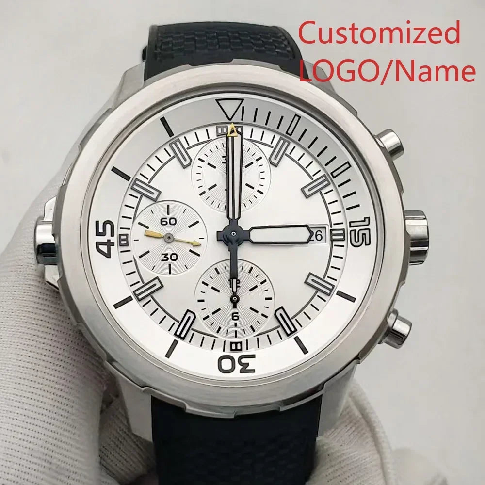 A11 Store Customized Watch  Men Chronograph Watch Aquatimer Watches Multifunctional Stainless Steel Black Blue Rubber