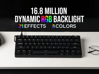 Teclado mecánico con cable AULA WIN60 HE/WIN60 HE MAX 60% con estructura tray-mount hot-swap e interruptores magnéticos Hall Effect