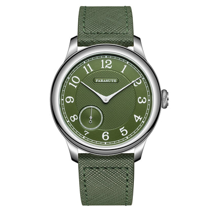 Orologio da uomo FARASUTE NEW Machinery con quadrante salmone, movimento meccanico manuale ST17, piccoli secondi e bracciale vintage Bonklip