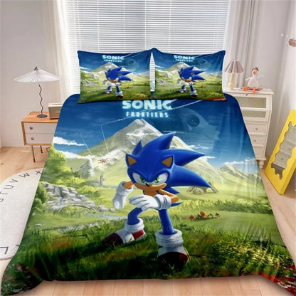 Juego de funda nórdica de dibujos animados, ropa de cama suave de algodón lavable, S-Sonic-S, película H-HedgehogS, set de 2/3 piezas, cuatro estaciones, residencia de estudiantes